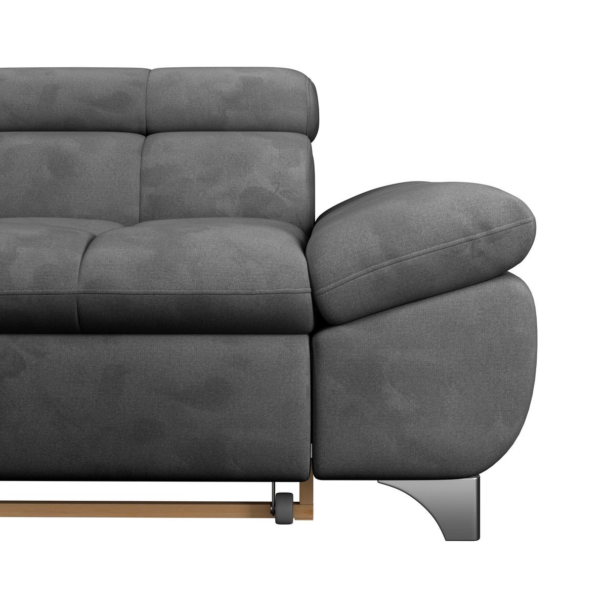 Ecksofa Gemini Dunkelgrau, B: 234cm - Chromfarben/Dunkelgrau, KONVENTIONELL, Textil (234/312cm)