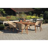 Gartengarnitur 5-Tlg. Holz/ Metall/Kunststoff/Textil - Akaziefarben/Teakfarben, Basics, Holz/Kunststoff (180/90/76cm) - Gardenson