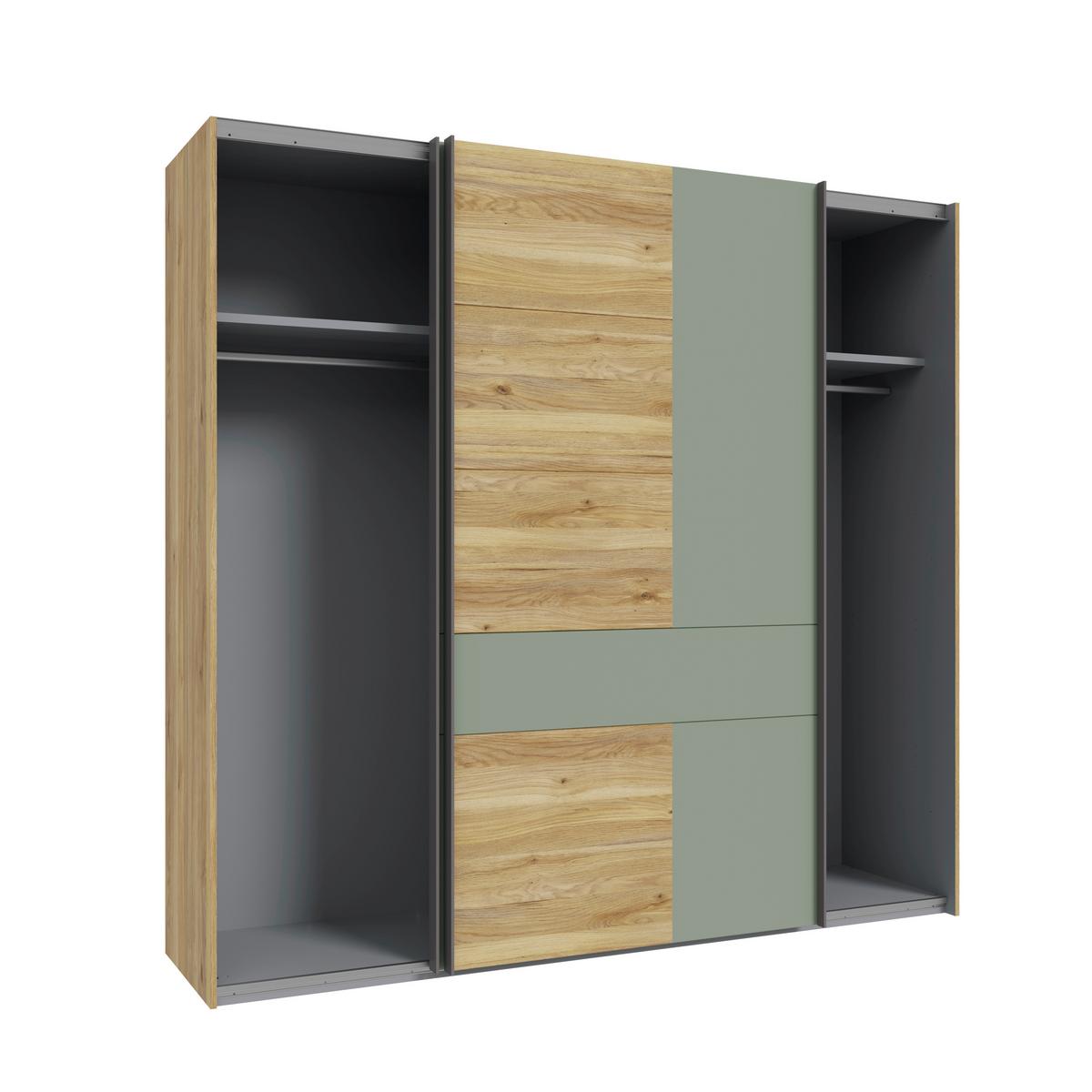 Ruhásszekrény Whenua 220/210,5 - tölgyfa színű/zsályazöld, Modern, faalapú anyag (220/210,5/62cm) - Mömax