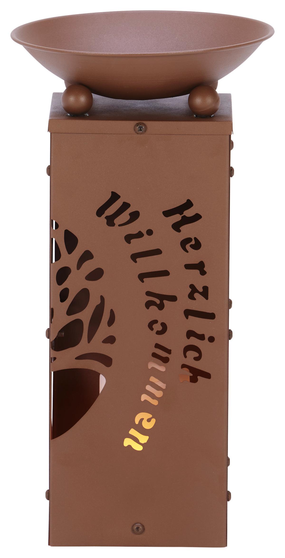 Dekosäule Mit Schale Welcome H: 39 Cm - Rostfarben, Basics, Metall (21/21/39cm)