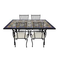 Gartenset Leonie Blau - Blau/Gelb, LIFESTYLE, Keramik/Metall (140/80/75cm) - Ambia Garden