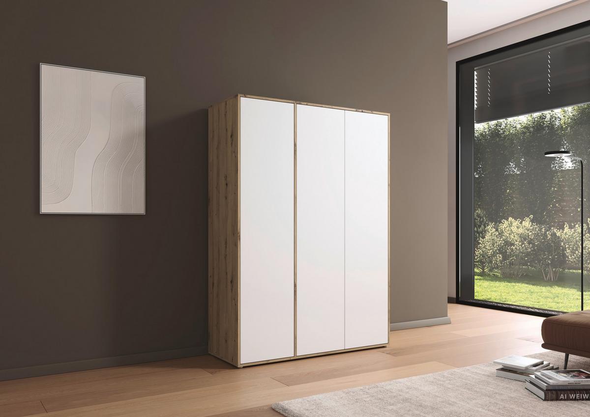 Drehtürenschrank Nabila Weiß Eiche Artisan Dek. - Weiß/Eiche Artisan, MODERN, Holzwerkstoff (140/194/53cm) - Rauch Möbel