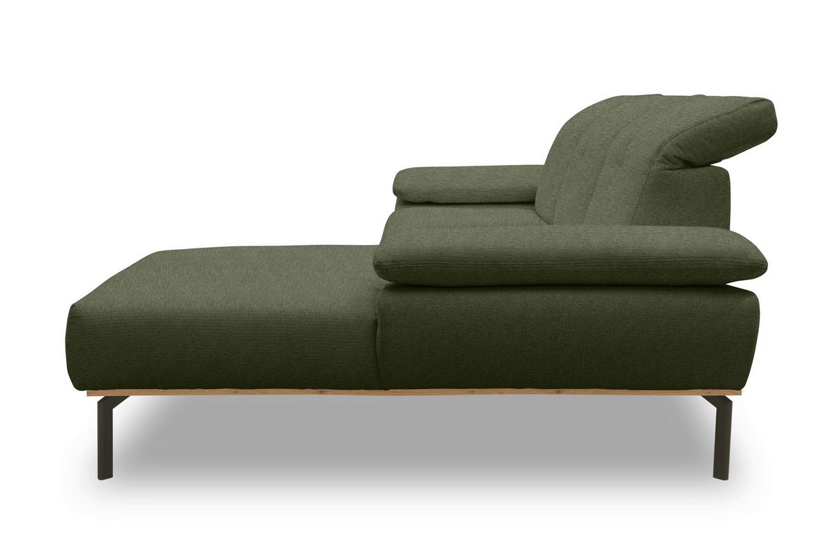 Ecksofa Grün S: 242x170 cm - Wildeiche/Schwarz, Design, Holz/Textil (242/170cm) - MID.YOU