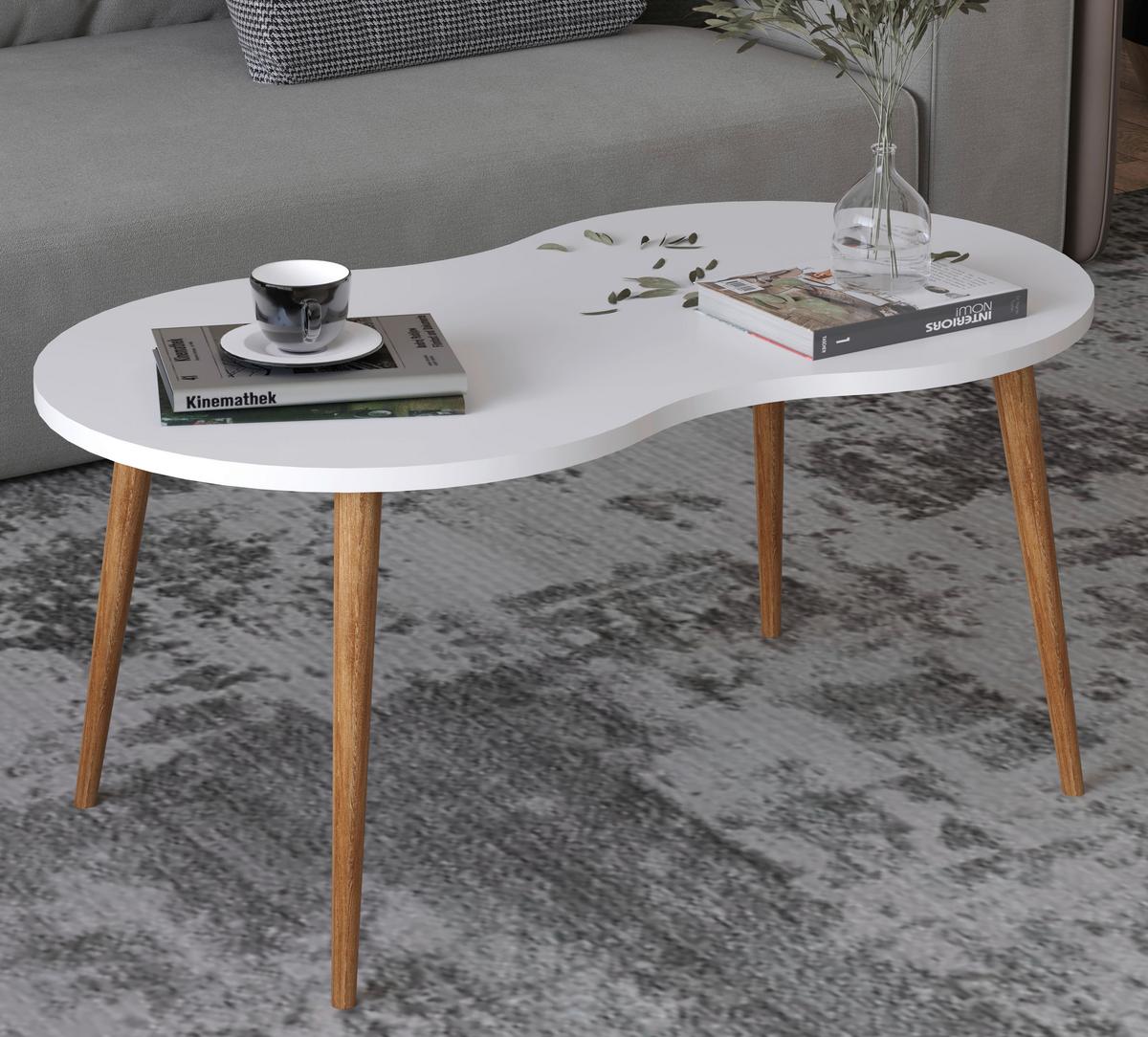 Couchtisch Barilo Weiß, Honigeiche Dekor L: 90cm - Honigeiche/Weiß, Design, Holzwerkstoff (90/41/42cm) - MID.YOU