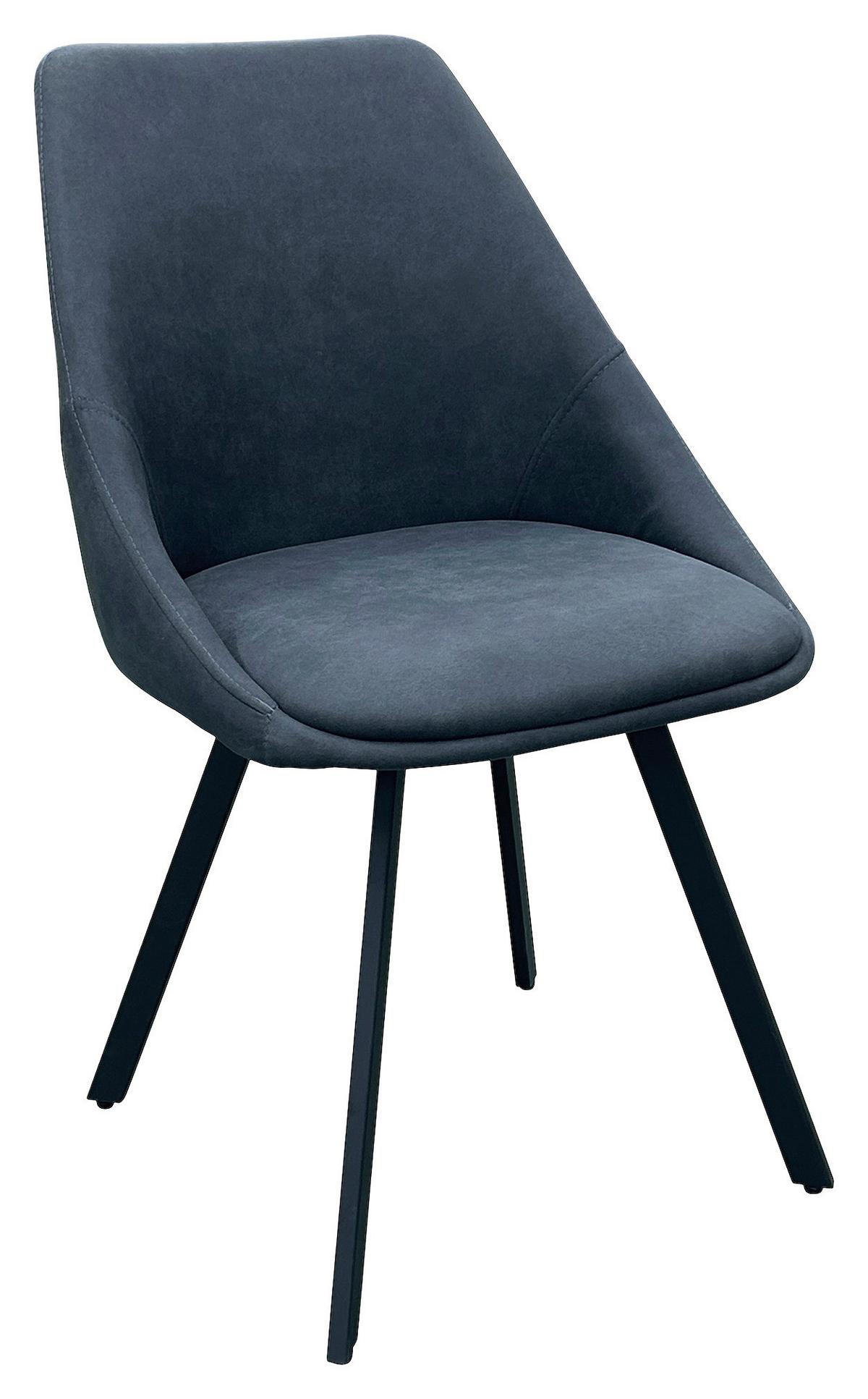 Esszimmerstuhl Jasper Anthrazit, Schwarz 2er Set - Anthrazit/Schwarz, Design, Textil/Metall (55/83/59cm) - MID.YOU
