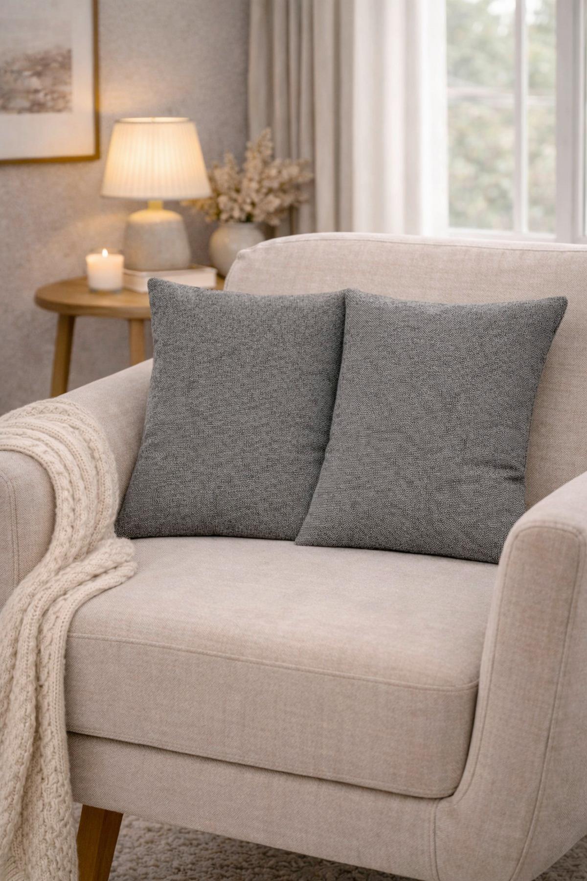 Kissenhüllen-Set Lucio - Anthrazit, Basics, Textil (40/40cm)