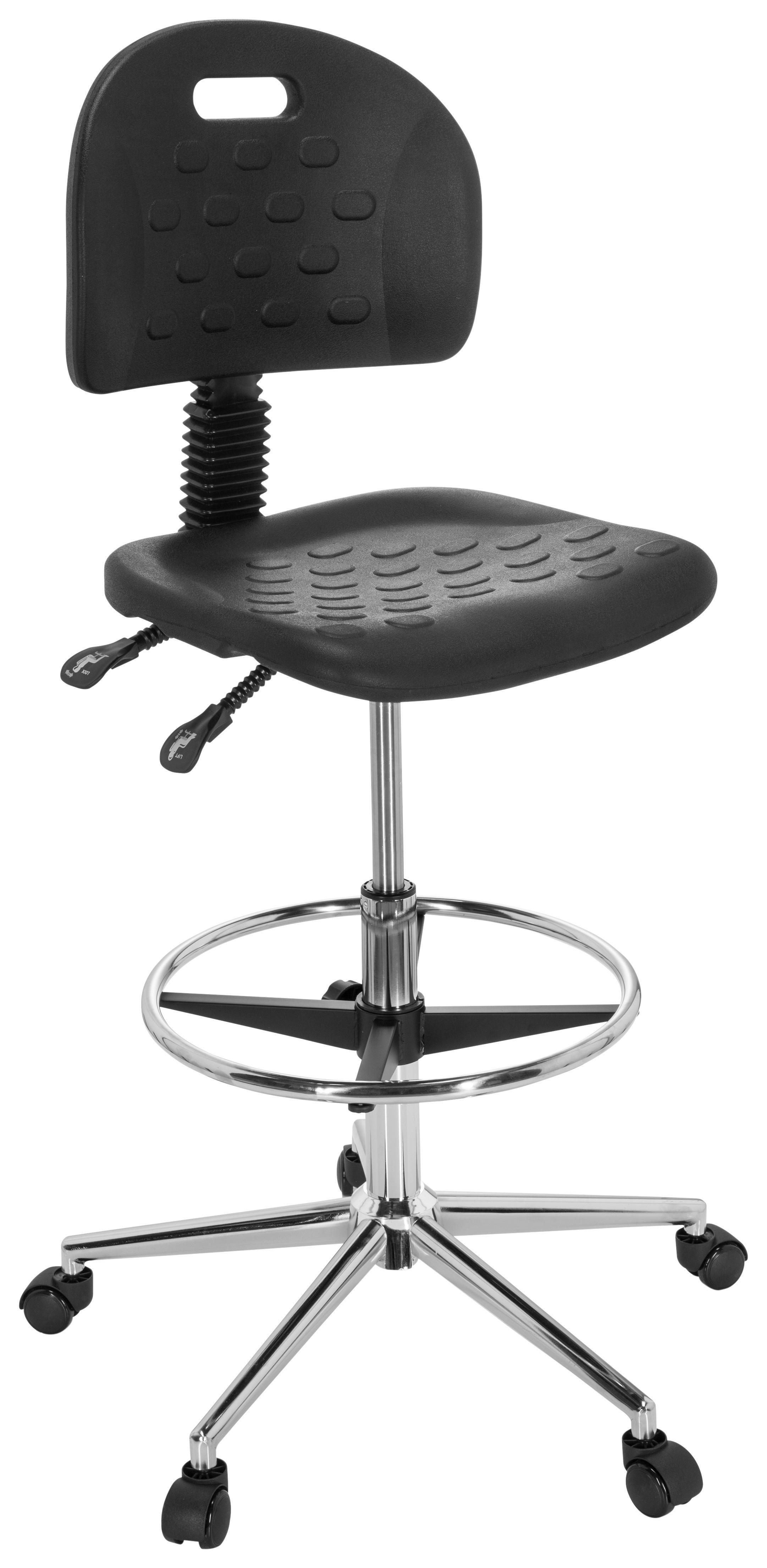 Bürostuhl Top Work 23 I Pu Schwarz Bis 100 Kg - Silberfarben/Schwarz, Basics, Kunststoff/Metall (45/91/61cm) - MID.YOU