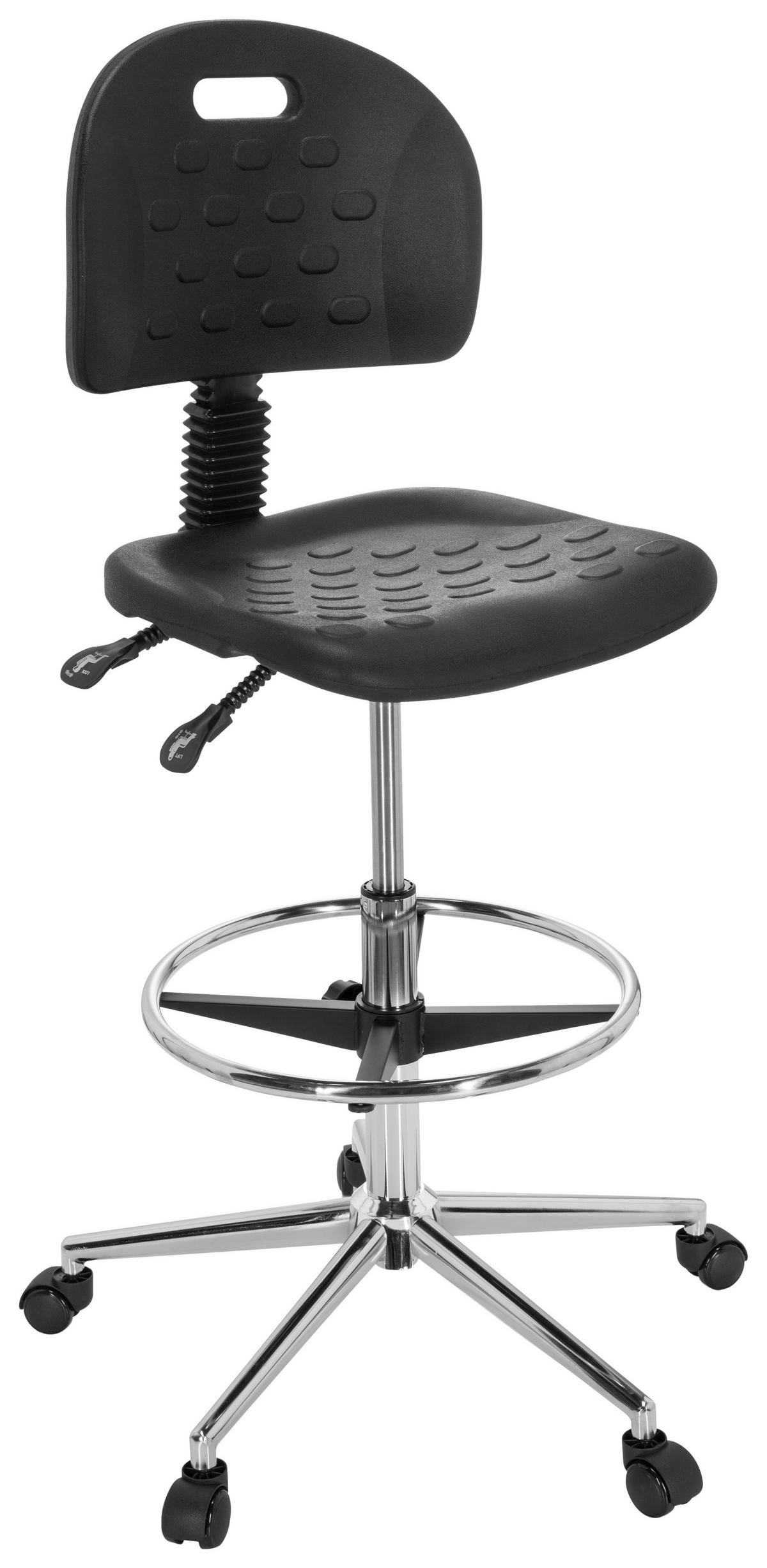 Bürostuhl Top Work 23 I Pu Schwarz Bis 100 Kg - Silberfarben/Schwarz, Basics, Kunststoff/Metall (45/91/61cm) - MID.YOU