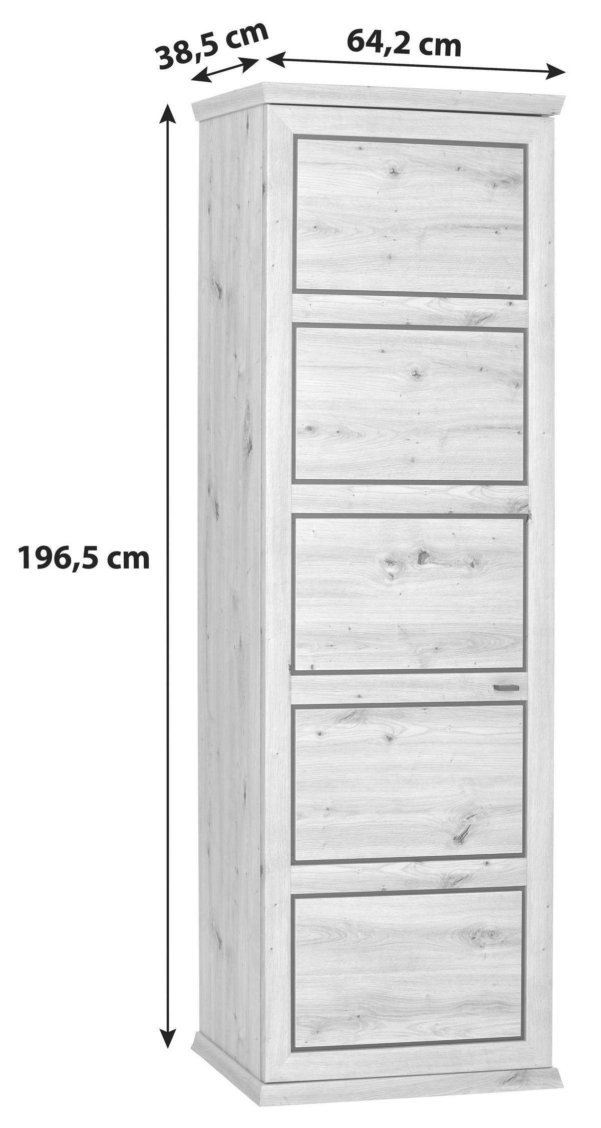 Garderobenschrank Harvey Eiche Dekor B: 64,2 Cm - Eichefarben/Anthrazit, LIFESTYLE, Holzwerkstoff (64,2/196,6/38,5cm)