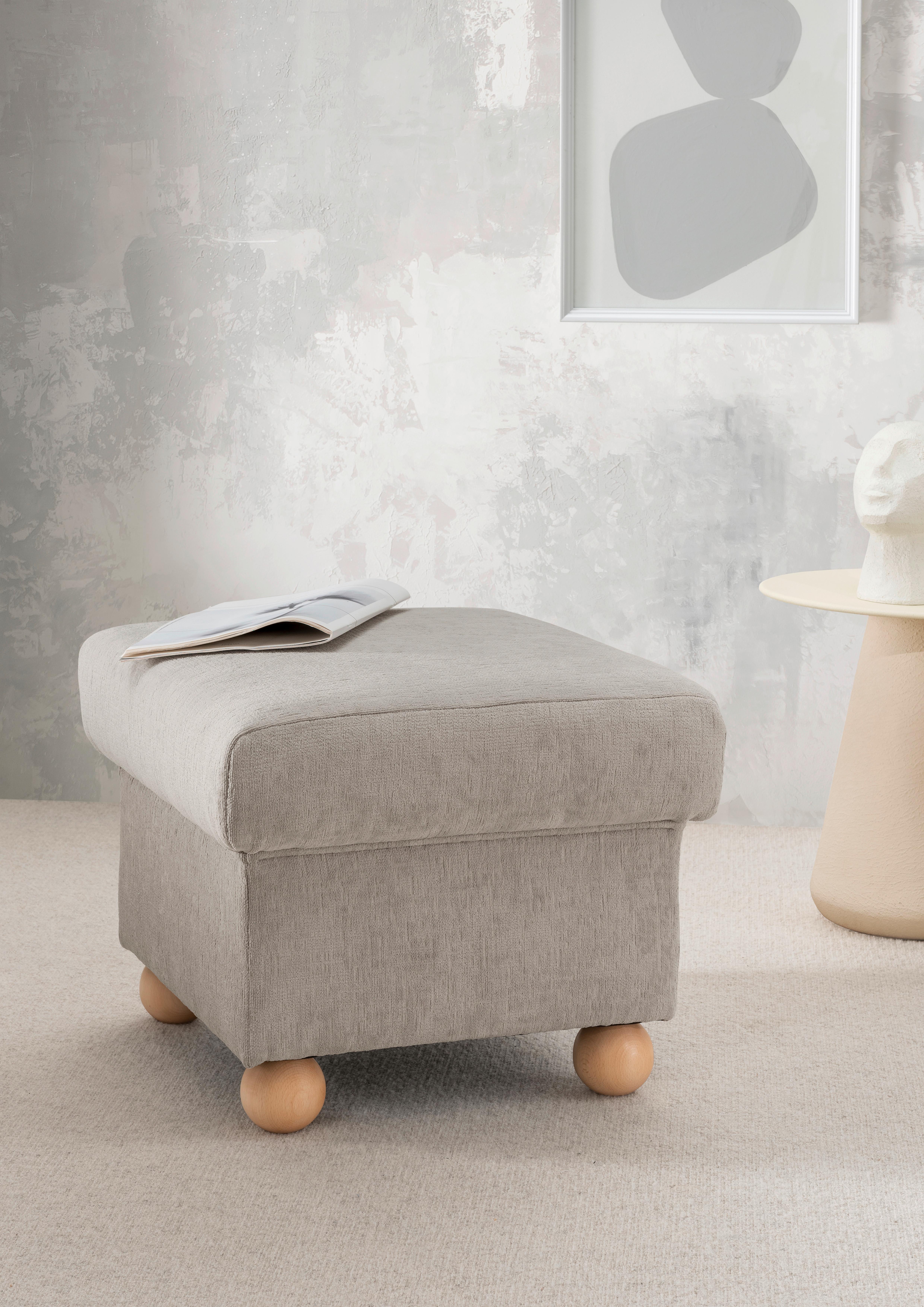HOCKER Torello Taupe B: 56cm - Taupe/Wildeiche, KONVENTIONELL, Textil (56/46/56cm) - Livetastic