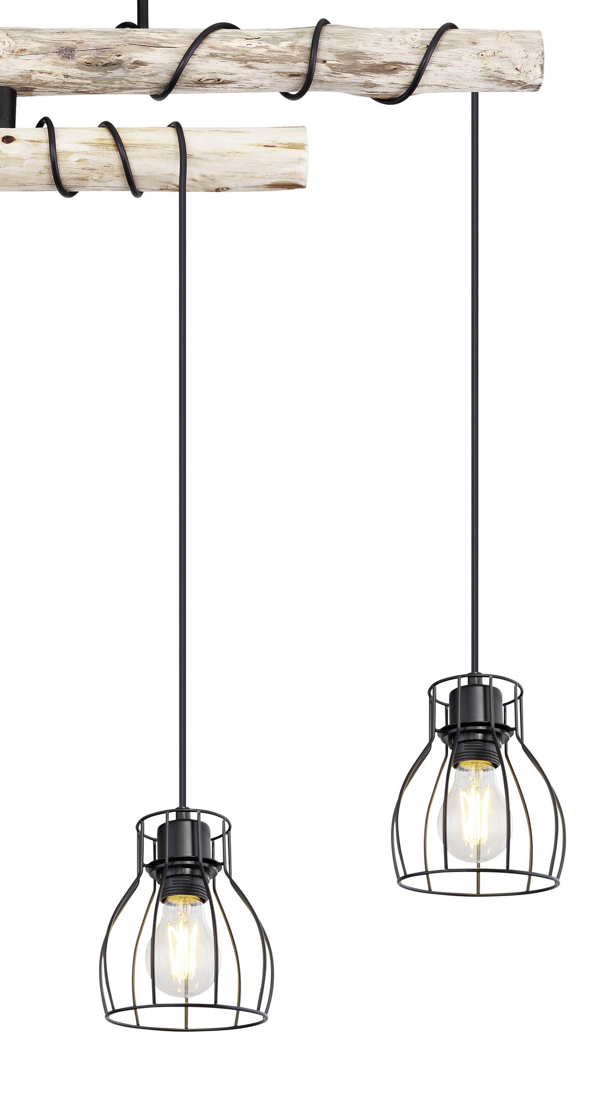 Deckenleuchte Mina L: 90 Cm - Schwarz/Naturfarben, Basics, Holz/Metall (90/14/100cm) - Globo