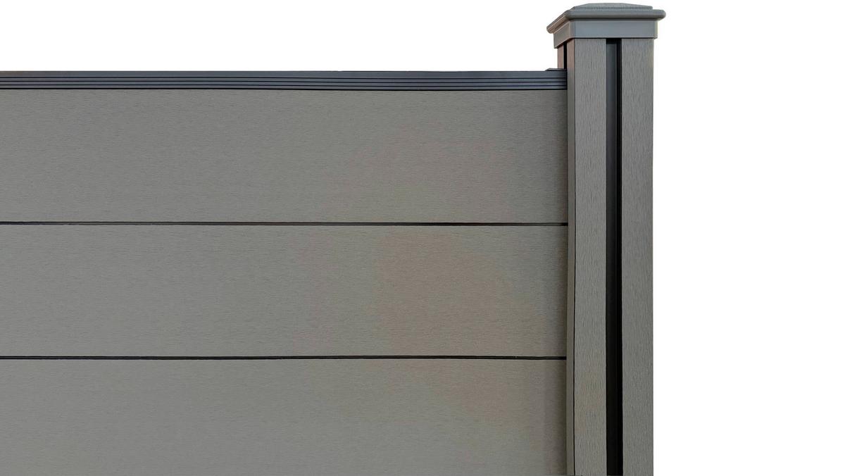 WPC Sichtschutz "Valla", 1 Element + 2 Pfosten - Schwarz, Basics, Kunststoff (190/10/130cm)