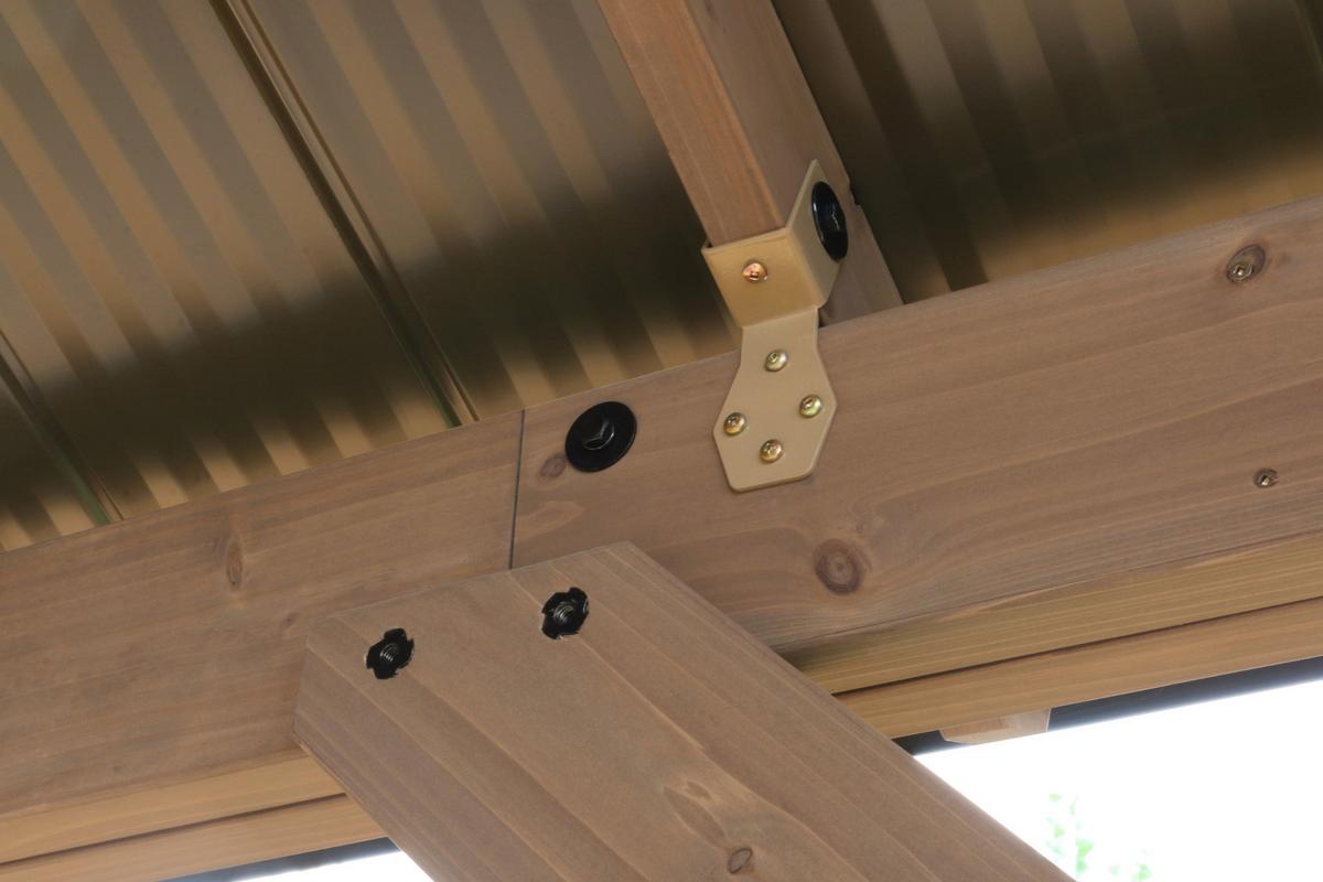 Pavillon YUKon 366x427 cm wetterfest regenabweisend - Naturfarben, Basics, Holz/Metall (366/330/427cm)