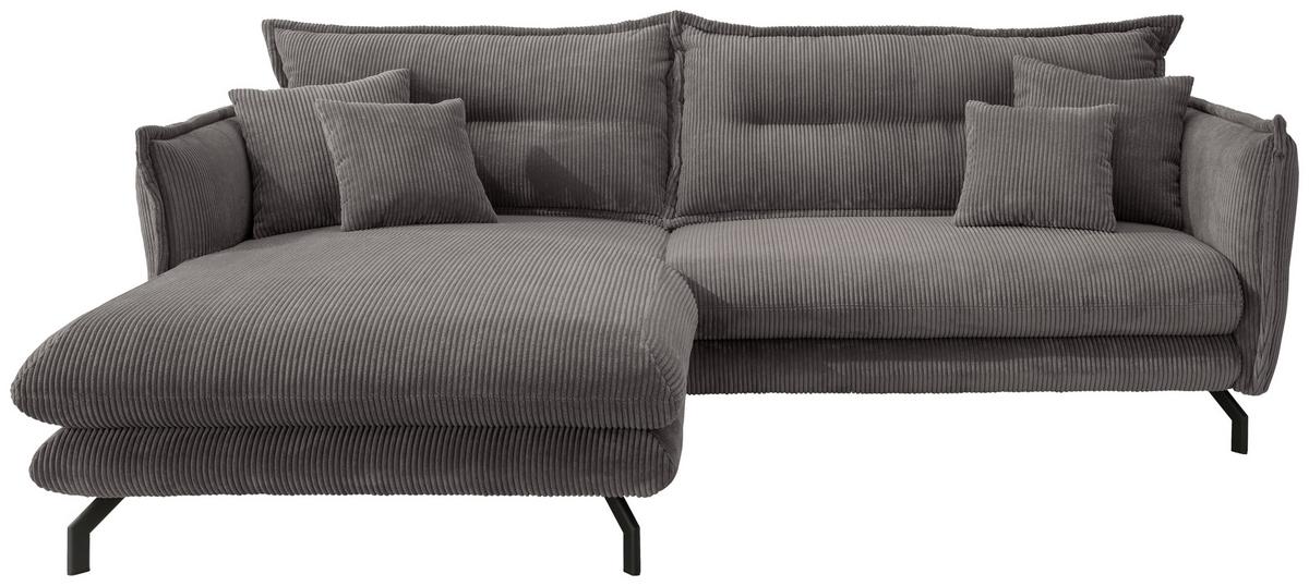Ecksofa Lava Grau S: 180/255 cm - Schwarz/Grau, MODERN, Textil (180/255cm) - Livetastic