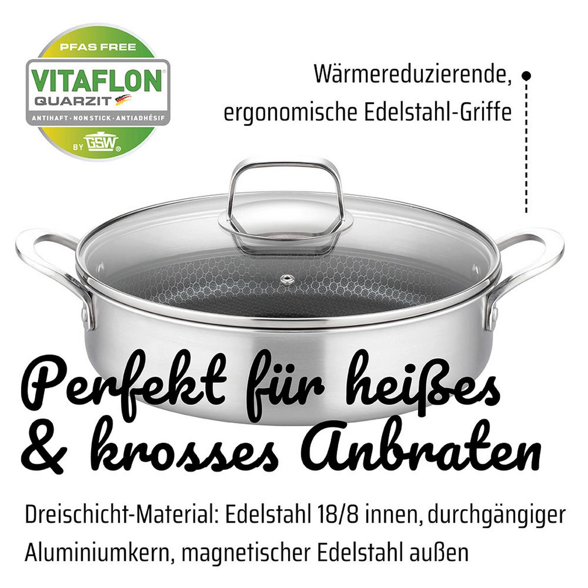 Inoxxa Black Servierpfanne Edelstahl 18/8, Ø: 28cm - Edelstahlfarben, Basics, Metall (28cm) - GSW