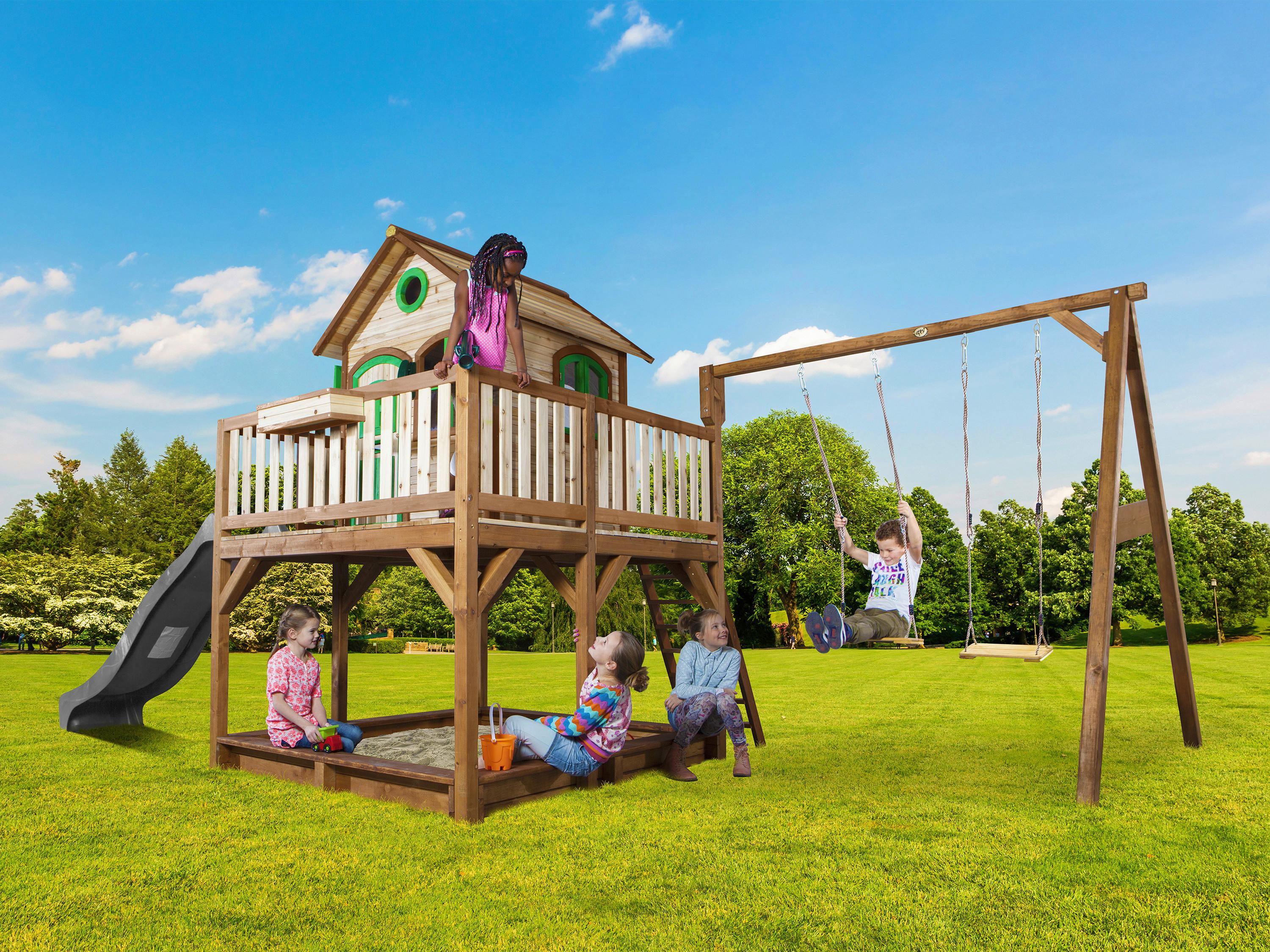 Spielturm A030.153.80 - Braun/Grau, KONVENTIONELL, Holz (613/291/277cm) - Ambia Garden