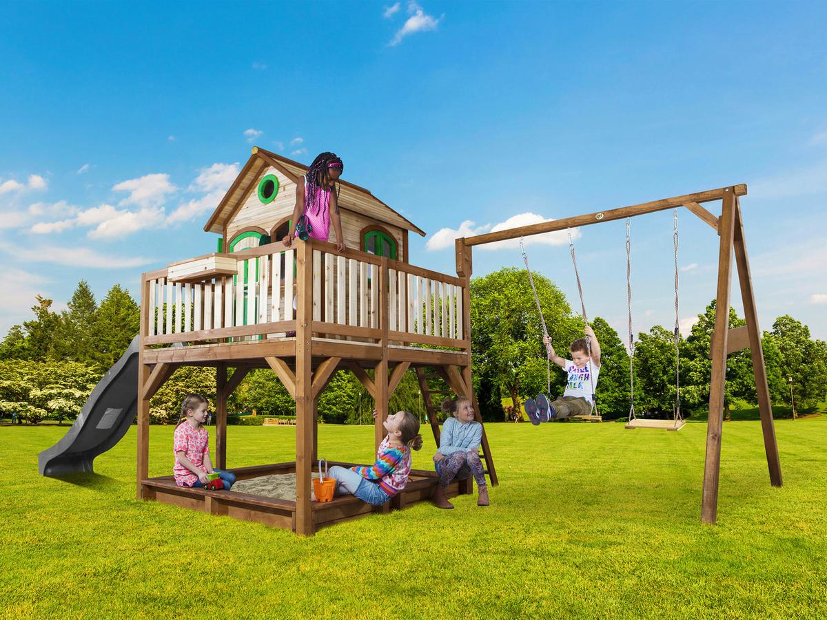 Spielturm A030.153.80 - Braun/Grau, KONVENTIONELL, Holz (613/291/277cm) - Ambia Garden