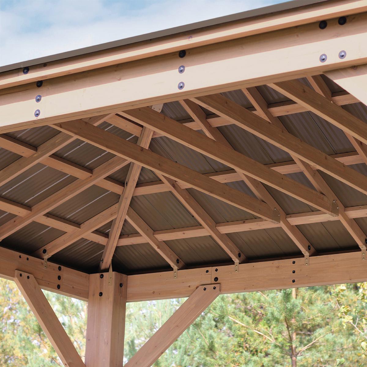 Pavillon Devon 490x315x371cm wetterfest - Bronzefarben/Mokka, Basics, Holz/Metall (490/315/371cm)