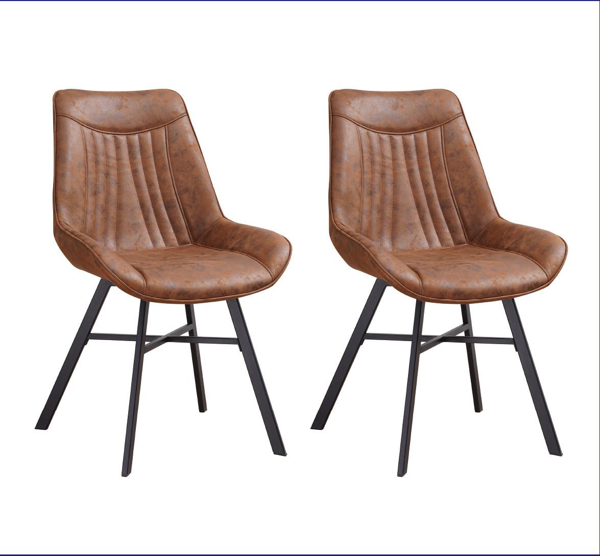 STUHL-SET Samuel Cognac, B: 53 cm - Cognac/Schwarz, MODERN, Textil/Metall (53/87/63,5cm) - MID.YOU