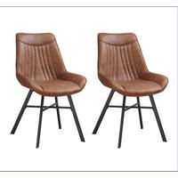STUHL-SET Samuel Cognac, B: 53 cm - Cognac/Schwarz, MODERN, Textil/Metall (53/87/63,5cm) - MID.YOU