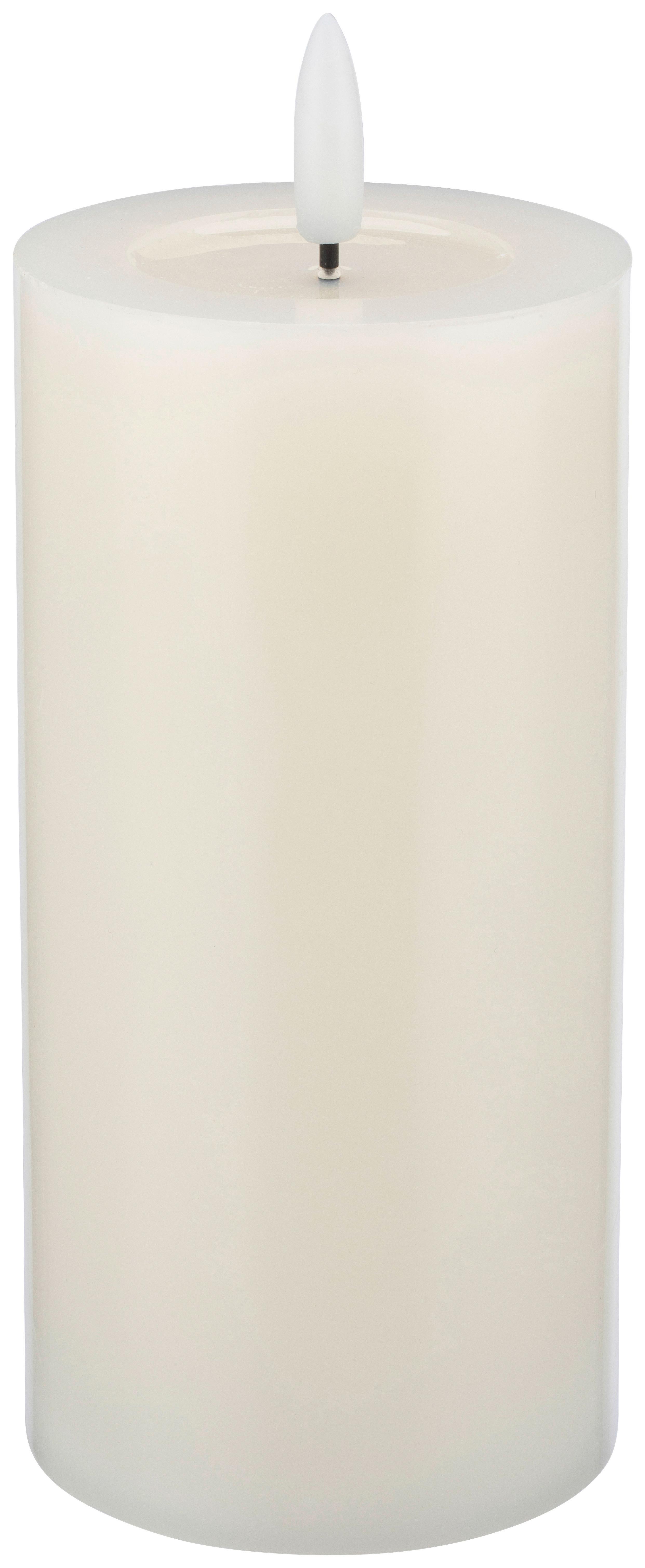 LED-Kerze Mara Weiß mit Timer, Ø/H: 7,5/12,8 cm - Weiß, Basics, Naturmaterialien/Kunststoff (7,5/17,8cm) - James Wood