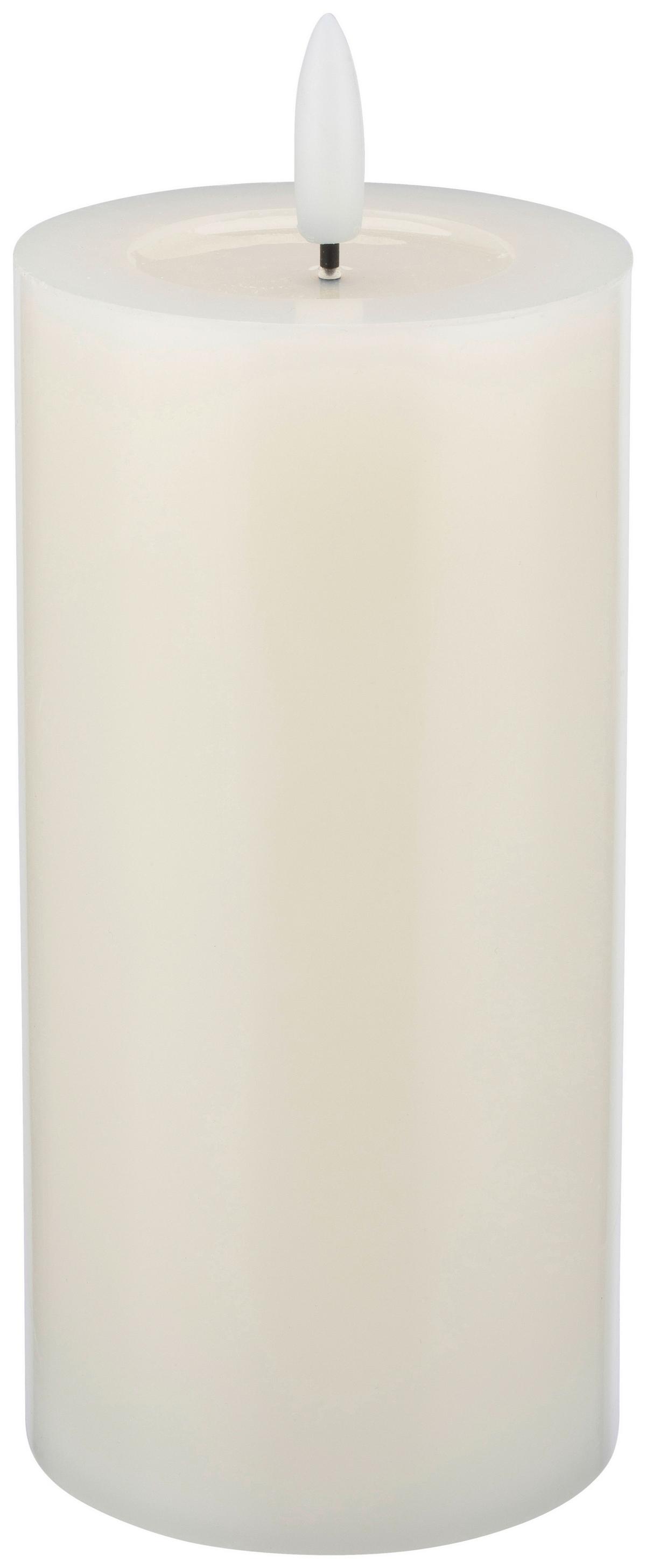 Led-kerze Mara Weiß Mit Timer, Ø/h: 7,5/12,8 Cm - Weiß, Basics, Naturmaterialien/Kunststoff (7,5/17,8cm) - James Wood