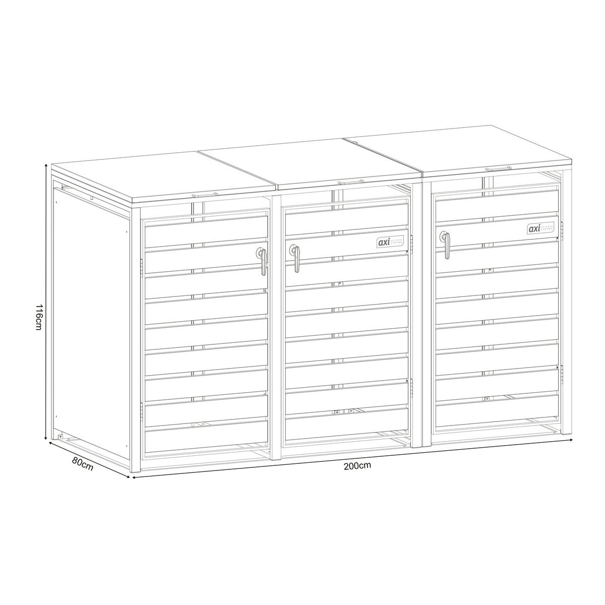Aufbewahrungsbox Lucas 3x240 Liter - Anthrazit, Basics, Metall (200/80/116cm) - Ambia Garden