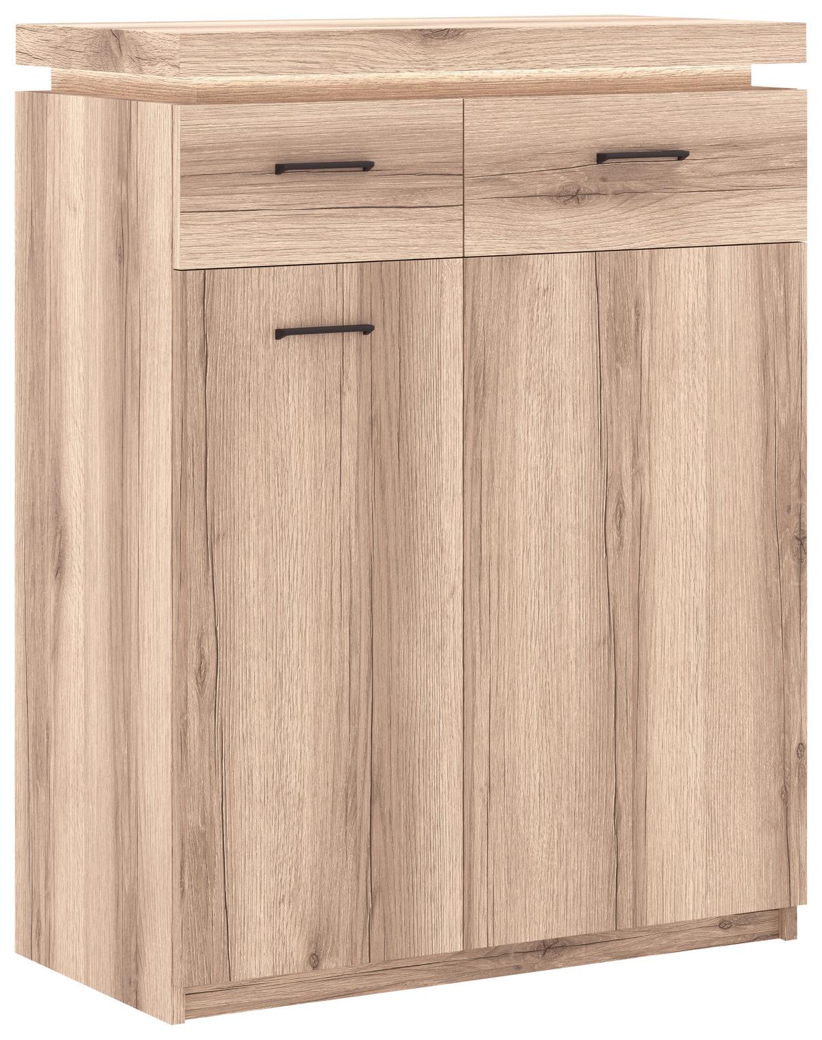 Komoda VANCOUVER - barvy dubu/antracitová, Moderní, kov/kompozitní dřevo (75/99/38cm)