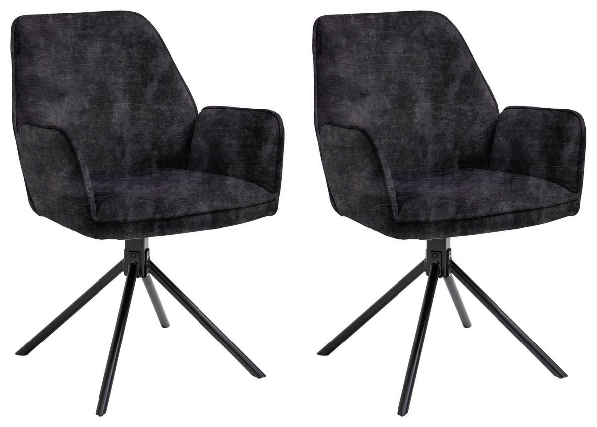 Stuhl-Set Blair - Anthrazit/Schwarz, MODERN, Textil/Metall (57/89/61cm) - MID.YOU