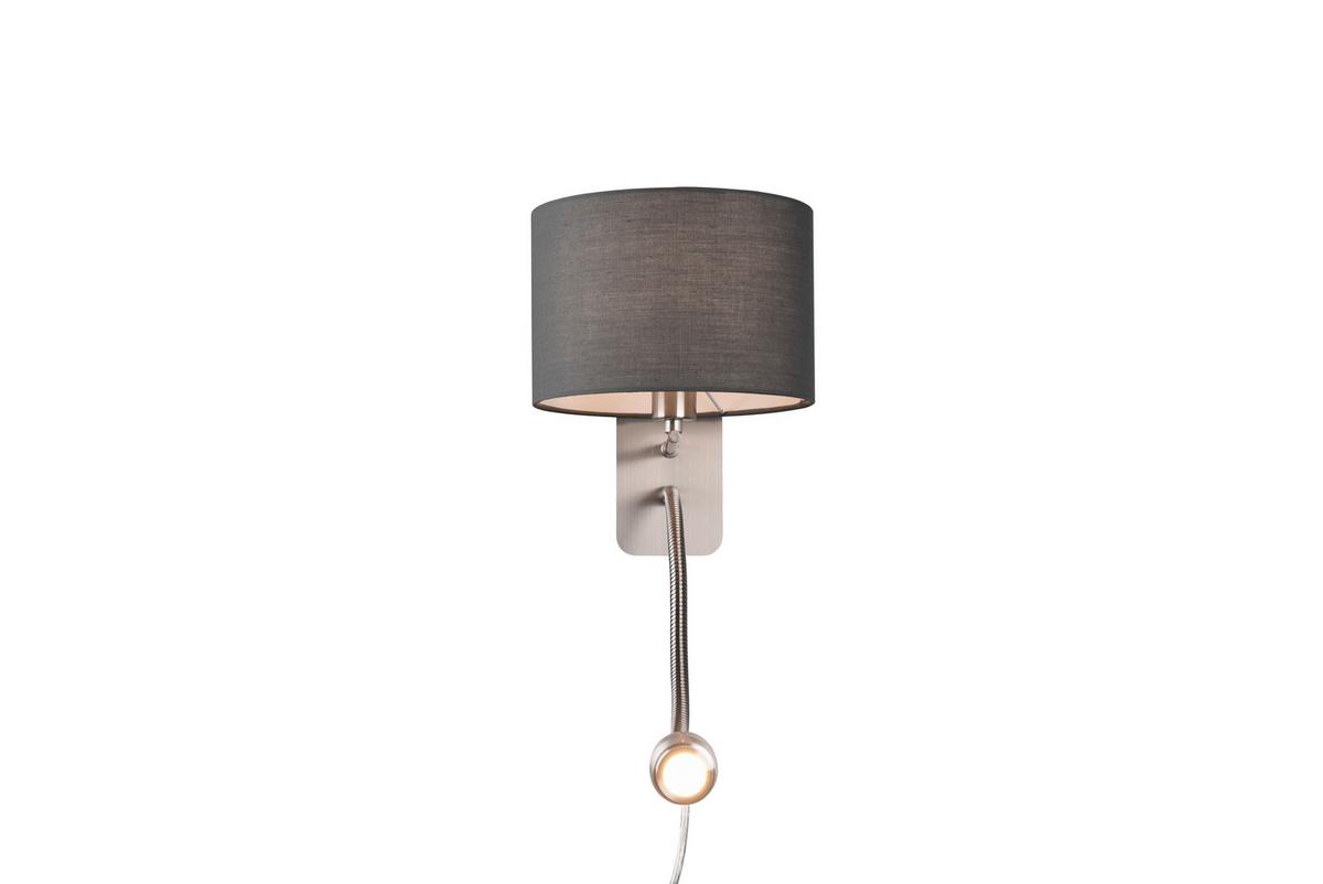 LED-Wandleuchte 2-Flammig Flexarm, Getrennt Schaltbar - Grau/Nickelfarben, Design, Textil/Metall (20/23cm) - Trio Leuchten