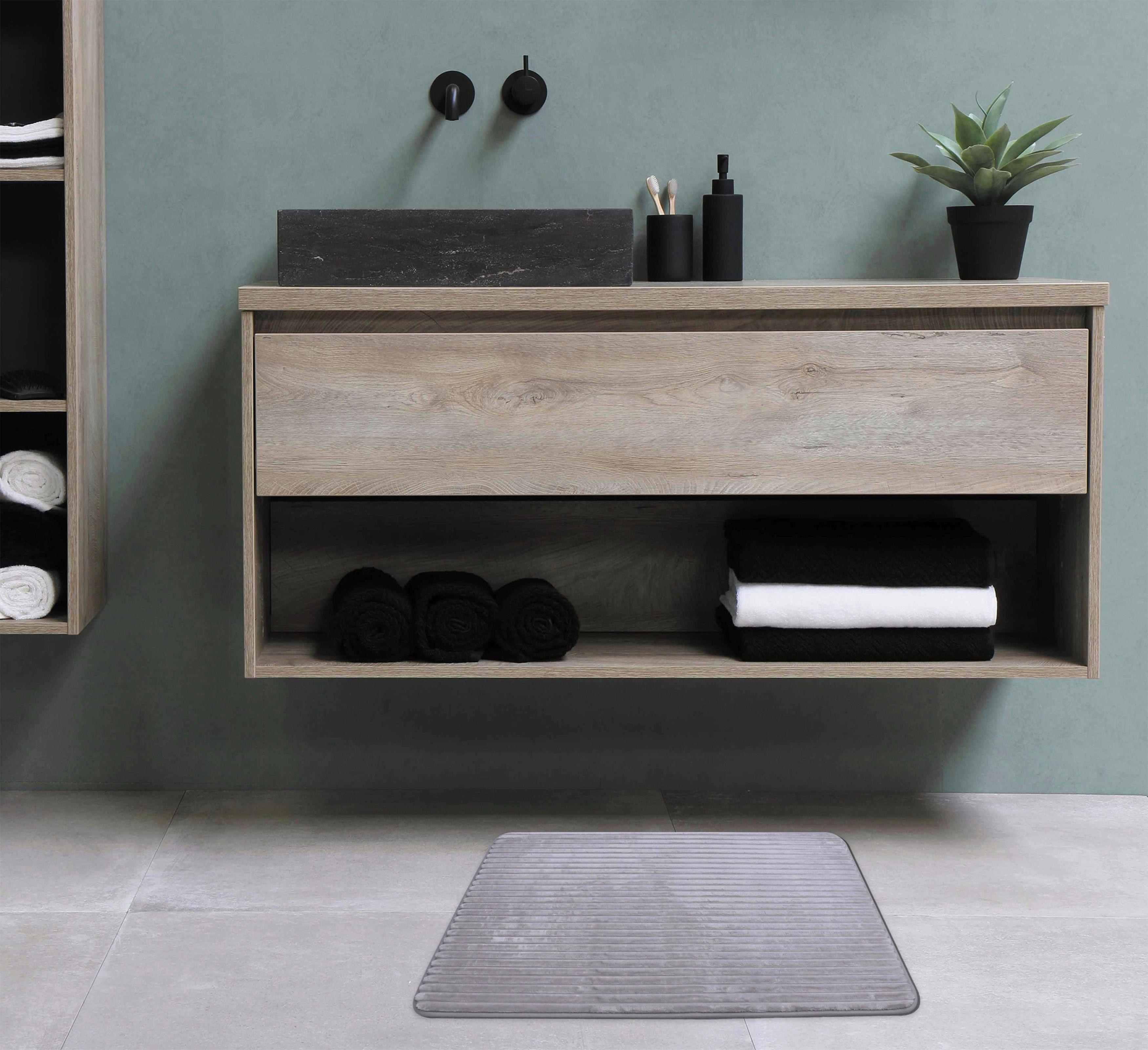 Badematte Pia - Silberfarben, MODERN, Textil (50/80cm) - Luca Bessoni