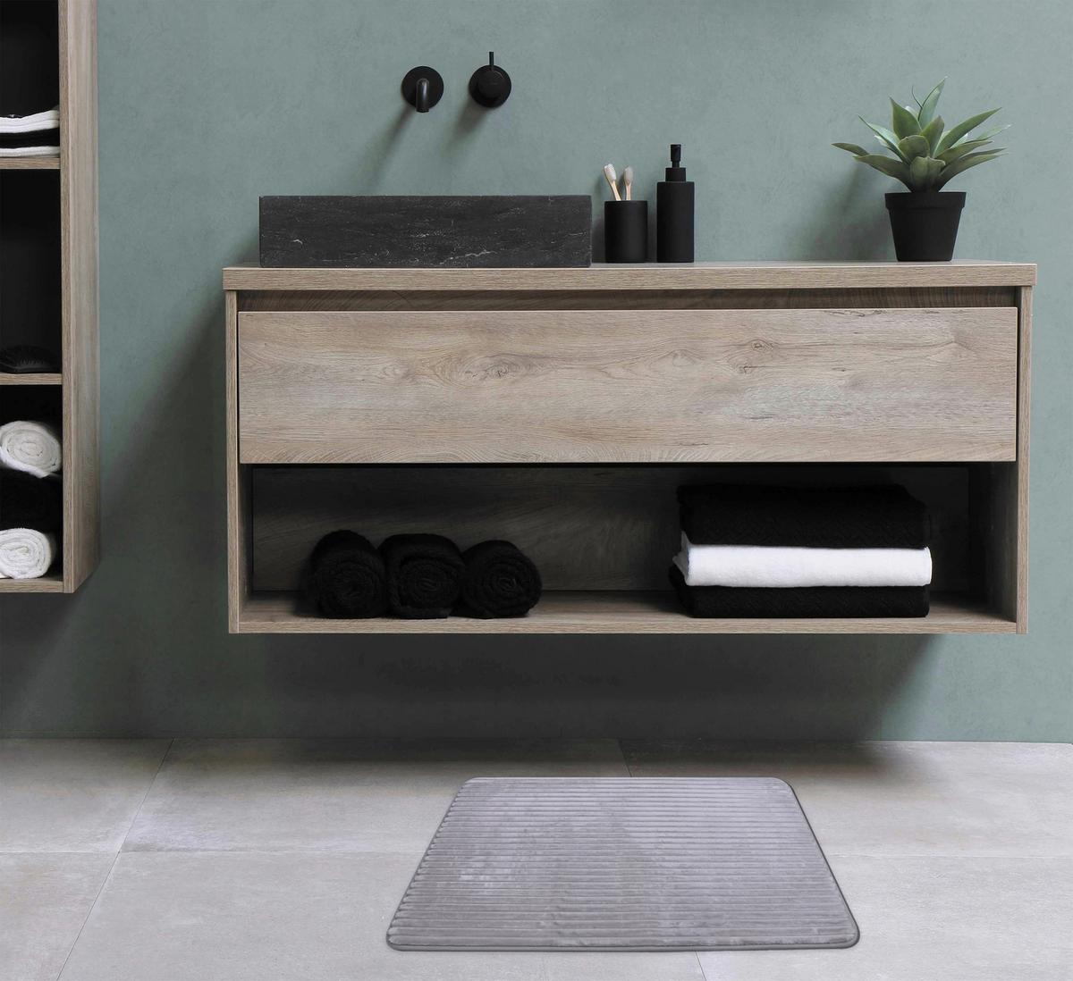 Badematte Pia - Silberfarben, MODERN, Textil (50/80cm) - Luca Bessoni