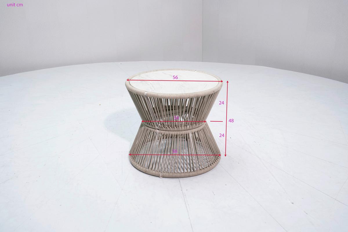 Gartenbeistelltisch Palma - Hellbraun/Grauweiß, MODERN, Glas/Textil (56/48/56cm) - Beldano