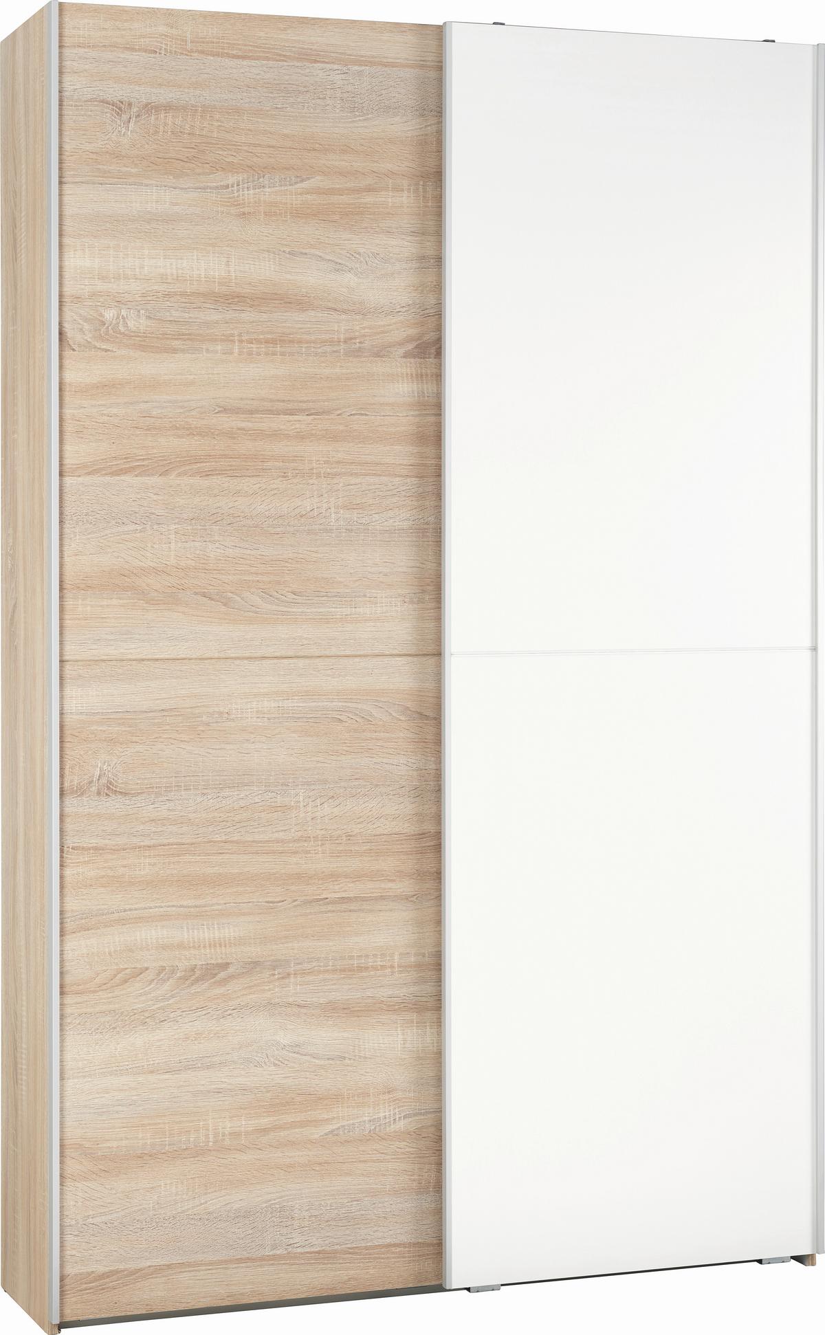 Tolóajtós Szekrény Aladin - Sonoma tölgy/fehér, Konventionell, faalapú anyag (125/195/38cm) - Livetastic