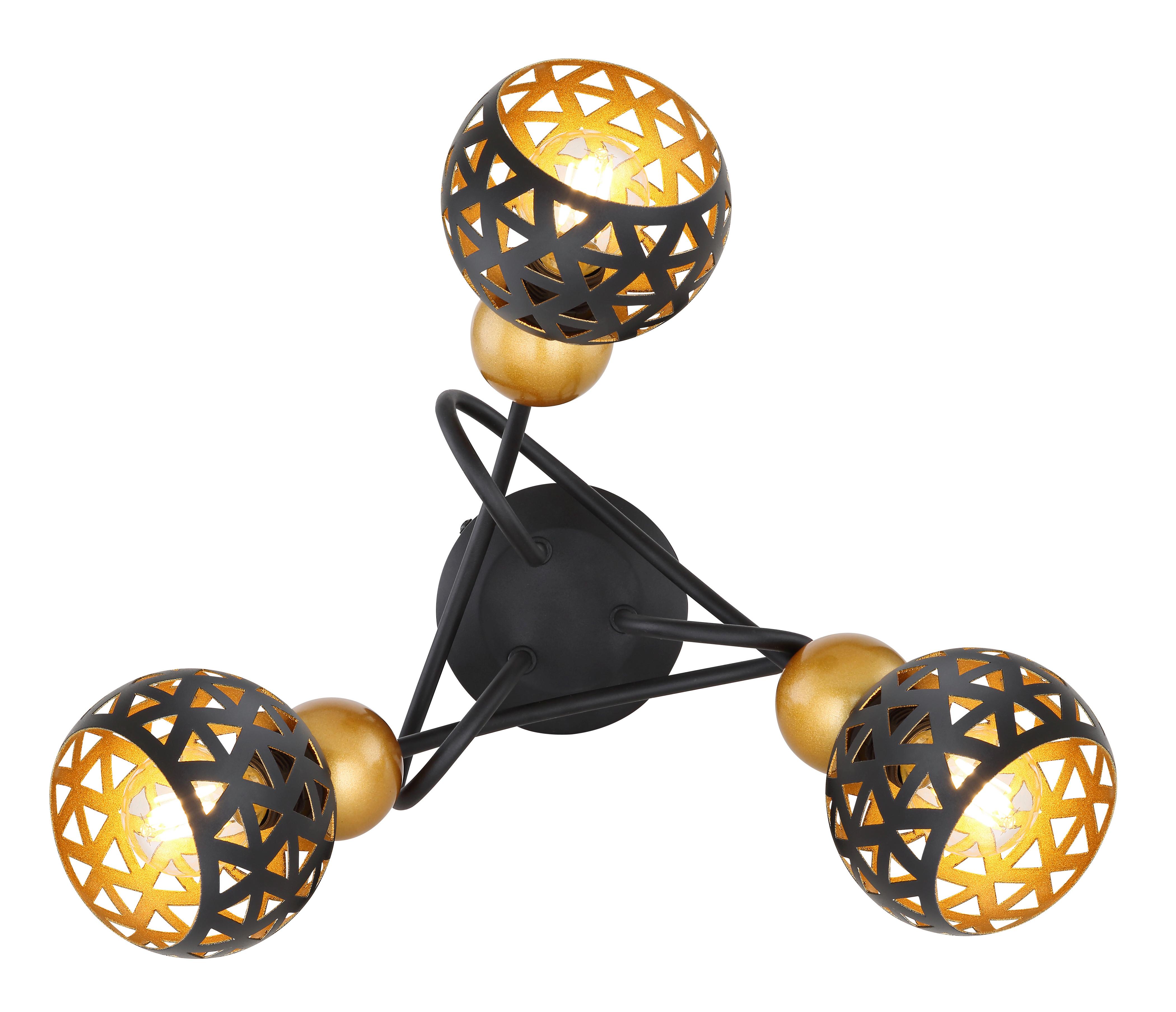 Deckenleuchte Sarra Ø 39 cm - Goldfarben/Schwarz, Basics, Metall (39/20cm) - Globo