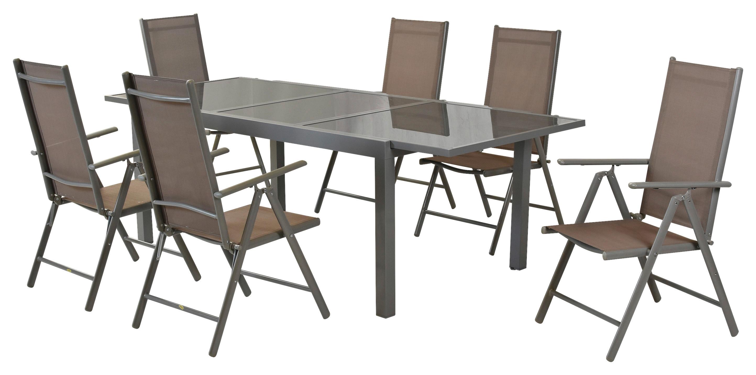 Gartenset Amalfi - Taupe/Silberfarben, MODERN, Textil/Metall - Gardenson