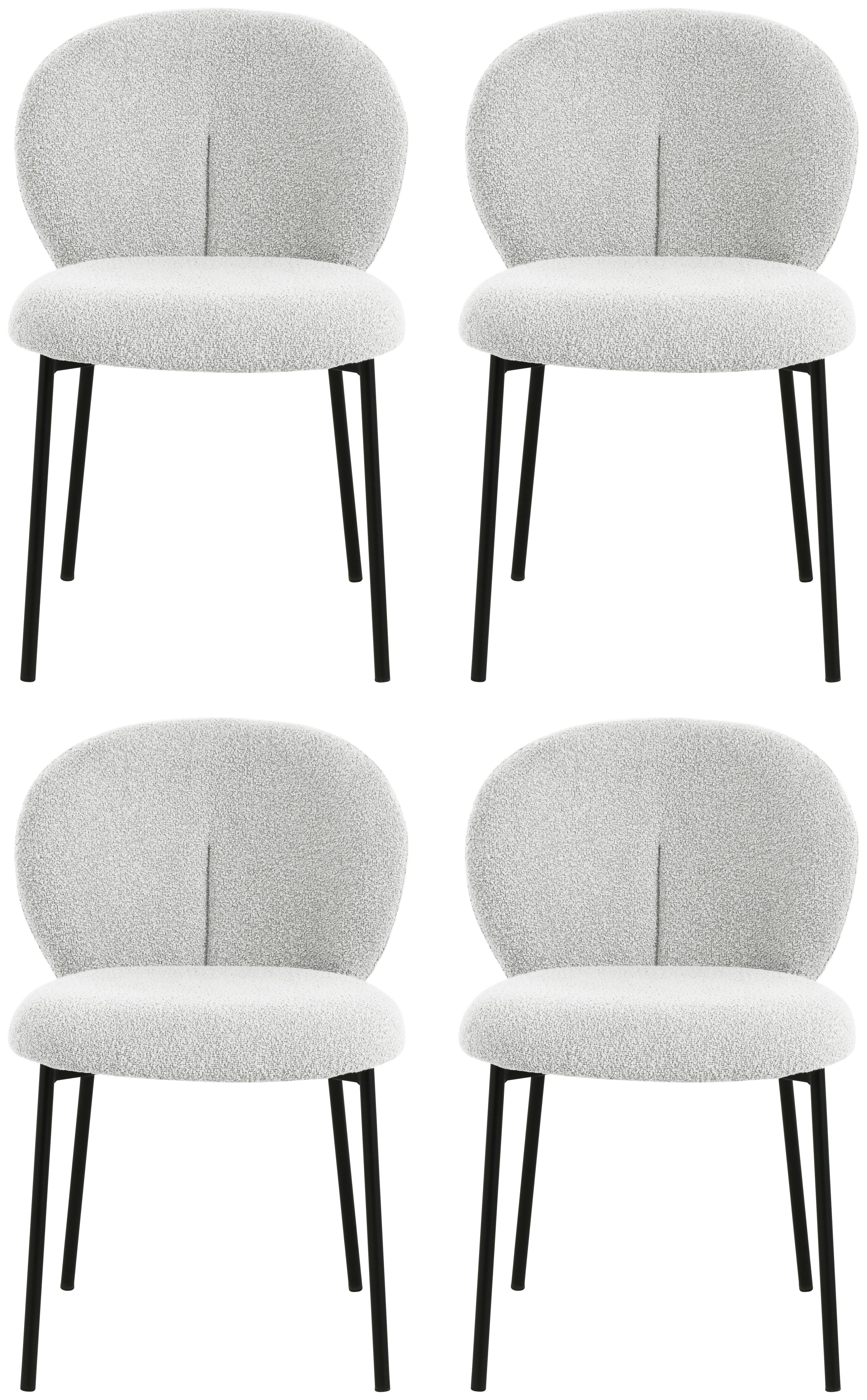 Vierfußstuhl Luisa Bouclé Grau, B: 51 cm - Schwarz/Grau, MODERN, Holz/Textil (51/80/59cm) - My Baby Lou