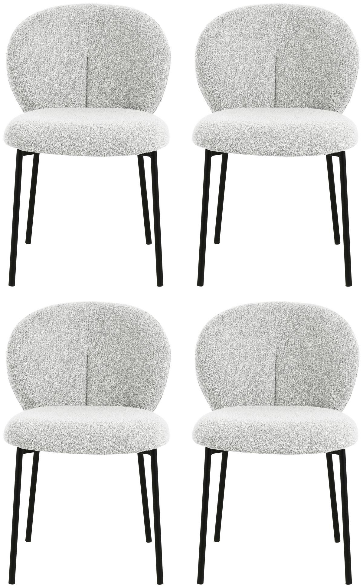 Vierfußstuhl Luisa Bouclé Grau, B: 51 cm - Schwarz/Grau, MODERN, Holz/Textil (51/80/59cm) - My Baby Lou