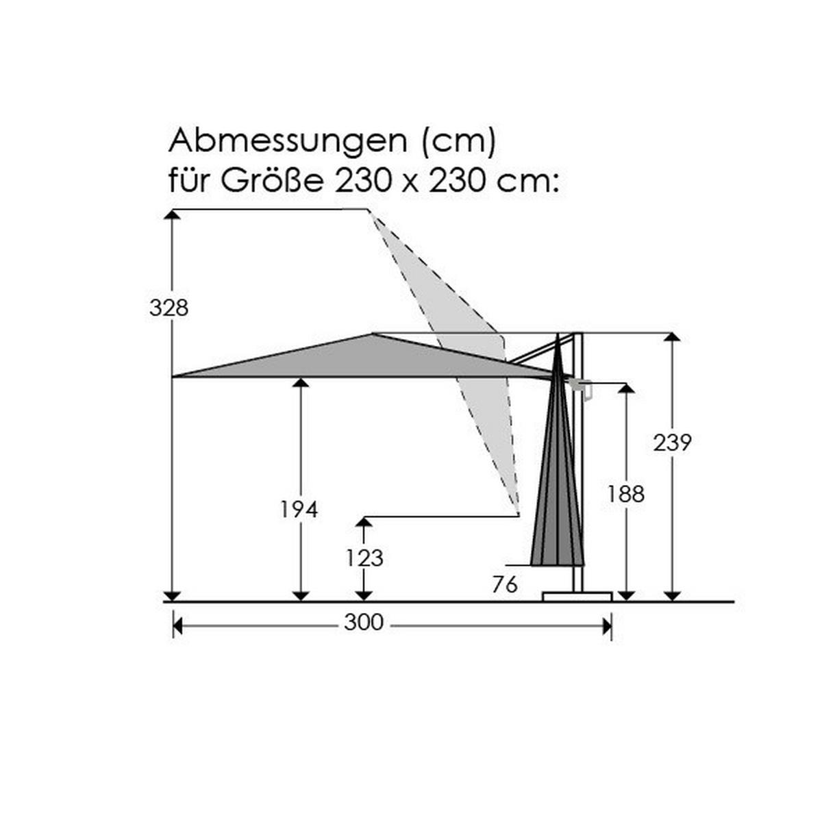 Ampelschirm Rhodos Junior BxHxT: 230x239x300 cm Anthrazit - Anthrazit, Basics, Textil/Metall (230/239/300cm) - Schneider