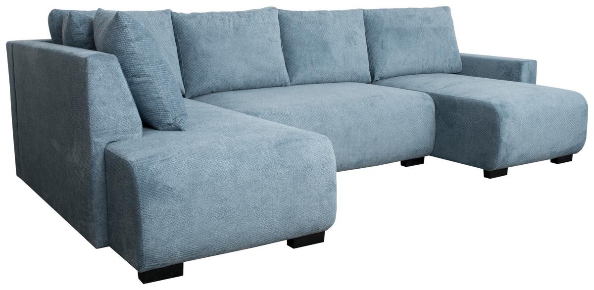 Wohnlandschaft Veronice Blau B: 313 cm - Blau/Schwarz, Trend, Textil (313/92/171cm)