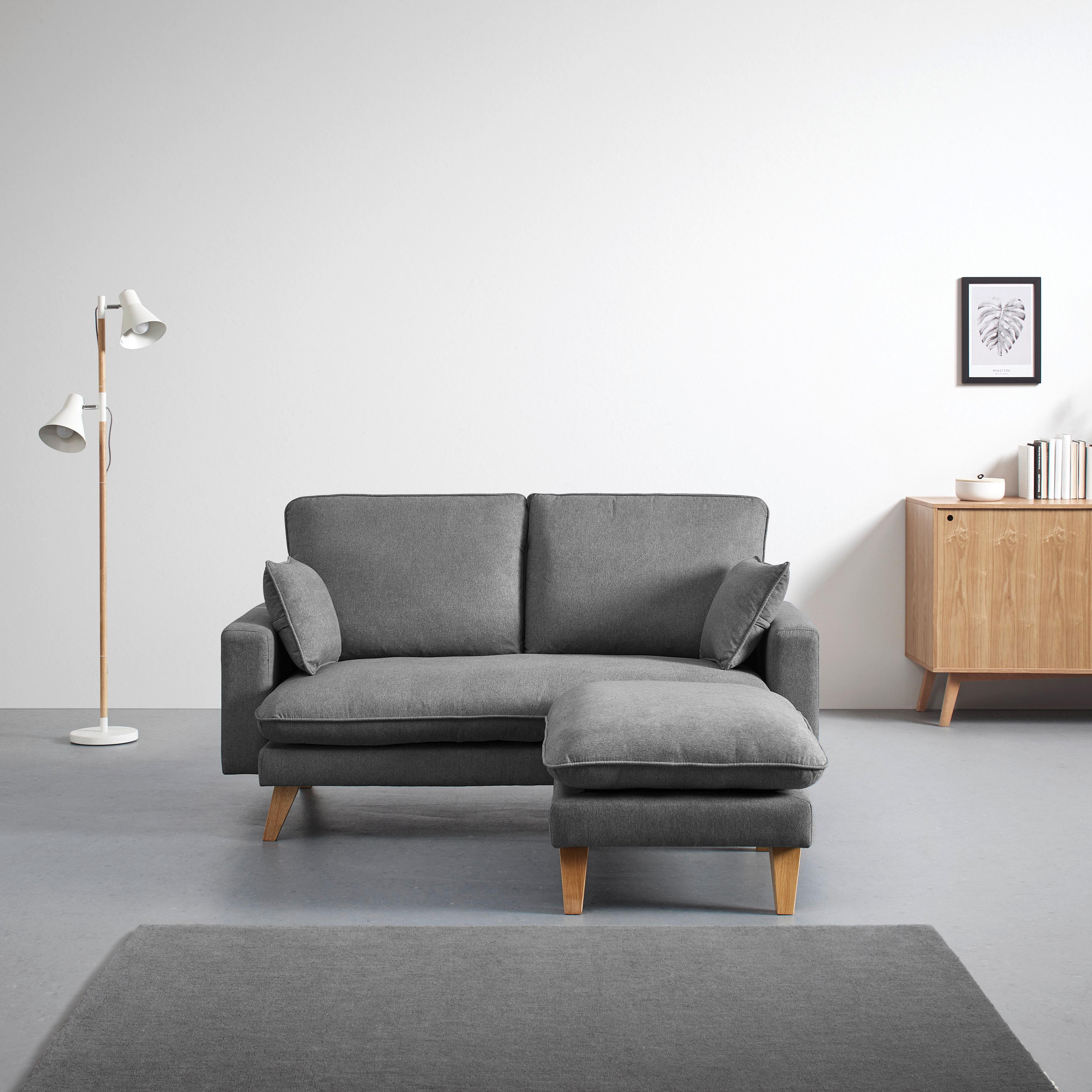 Sedací souprava ILLA, tmavě šedá - tmavě šedá/barvy buku, Moderní, dřevo/textil (154/155cm) - Bessagi Home