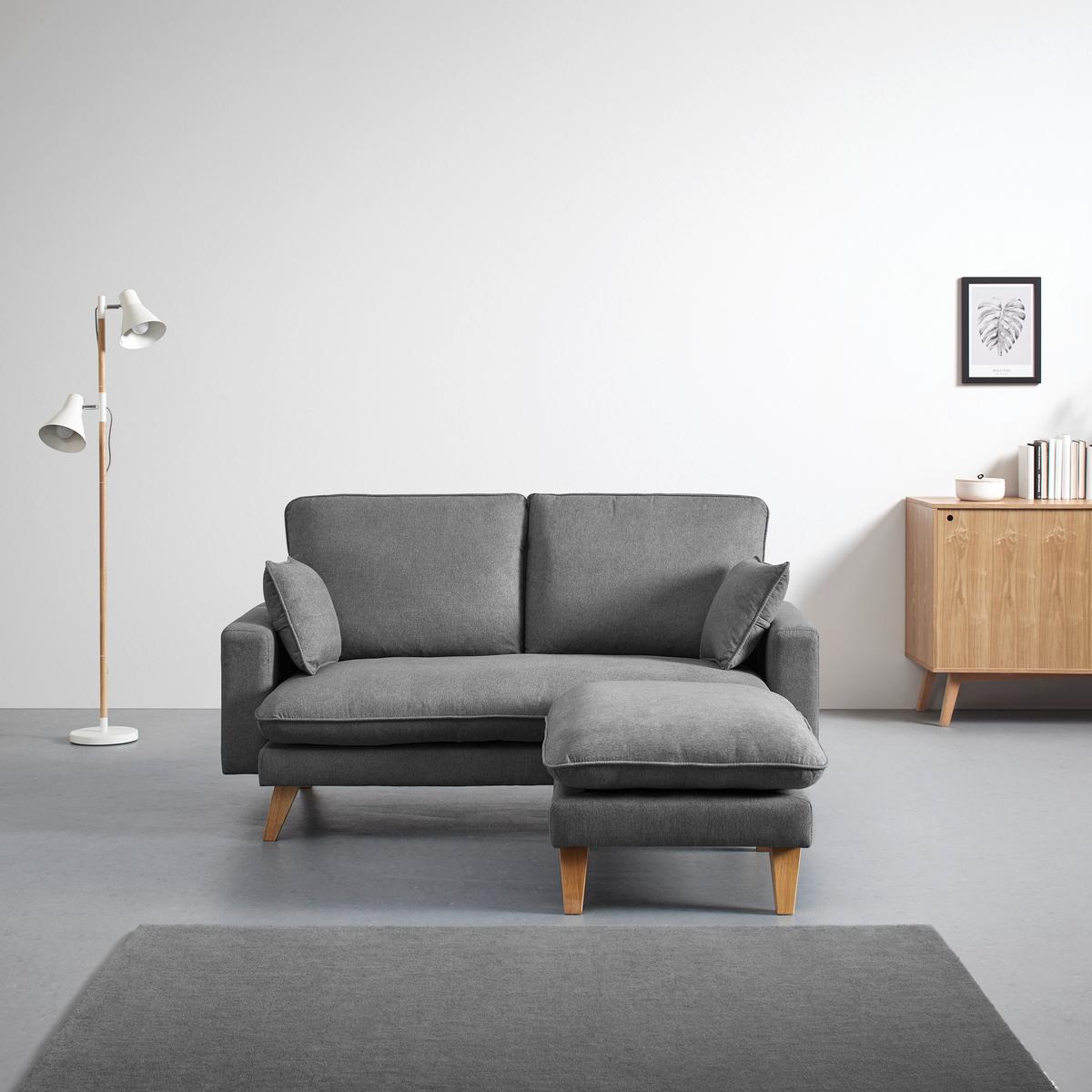Sedací souprava ILLA, tmavě šedá - tmavě šedá/barvy buku, Moderní, dřevo/textil (154/82/155cm) - Bessagi Home
