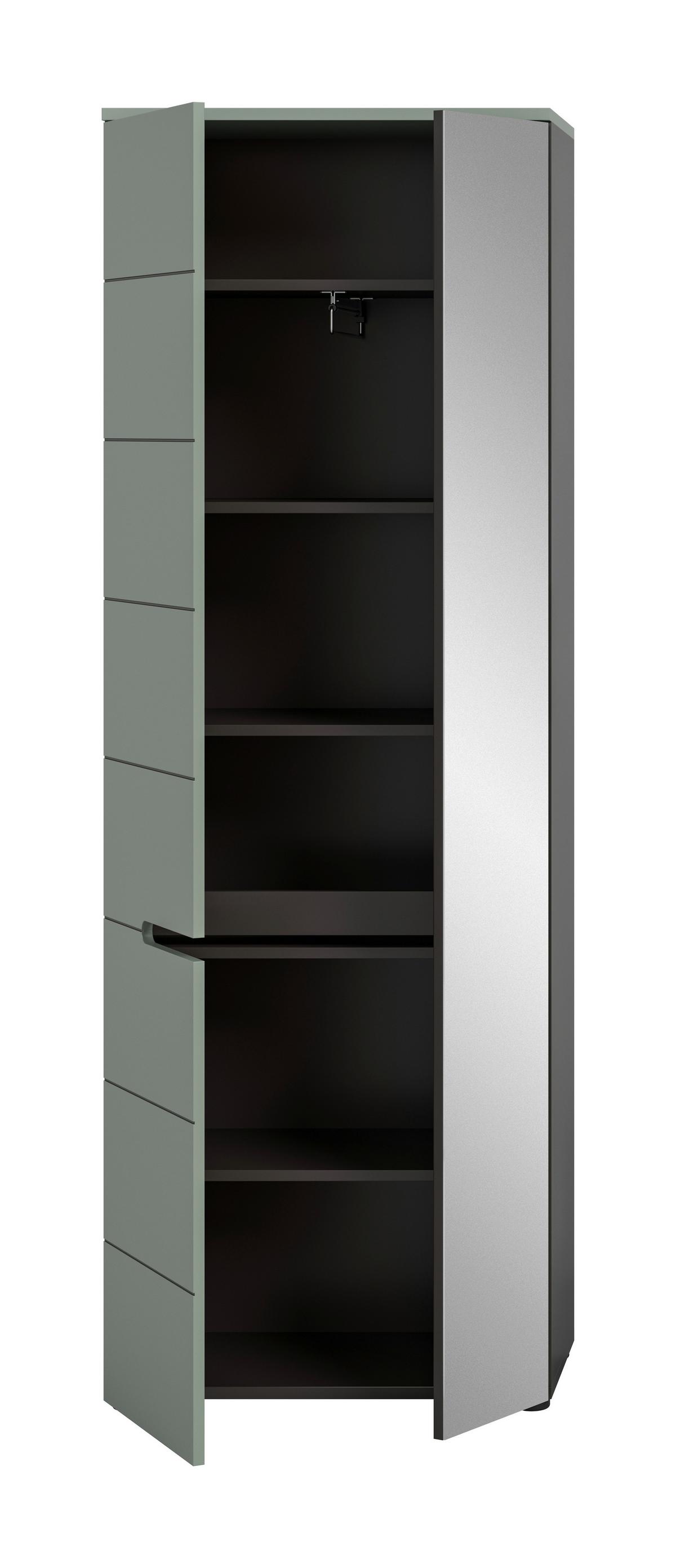 Garderobenschrank Canu Grün/grau B: 65 Cm - Schwarz, Design, Holzwerkstoff (65/190/37cm) - Livetastic
