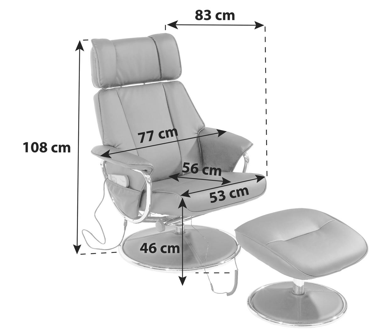 Fernsehsessel mit Massagefunkt. Paloma Lederlook Weiß - Chromfarben/Weiß, MODERN, Textil/Metall (77cm) - Luca Bessoni