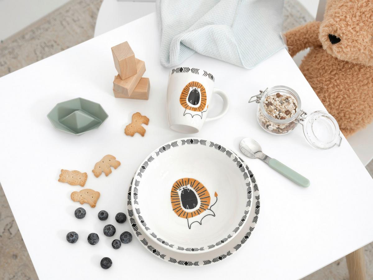 Kindergeschirrset 3 -Teilig. Steinzeug, Löwe - Multicolor, Basics, Keramik - Creatable