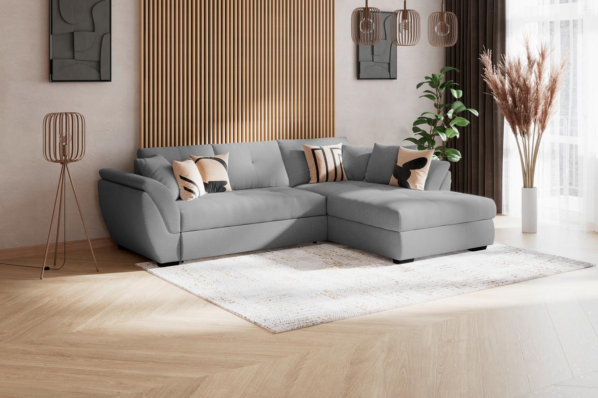 Rohová sedačka BERISSO, pravá, tmavosivá - čierna/tmavosivá, Konventionell, textil (278/187cm) - Ondega