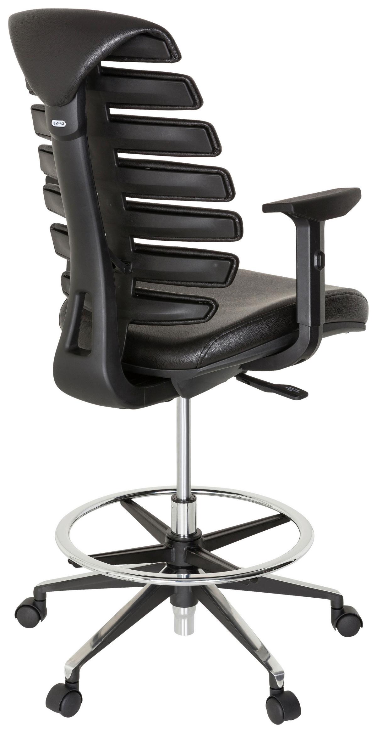 Drehstuhl Ergo Line Ii Work Echtleder Schwarz Bis 120kg - Alufarben/Schwarz, MODERN, Leder/Kunststoff (62/131/65cm) - MID.YOU