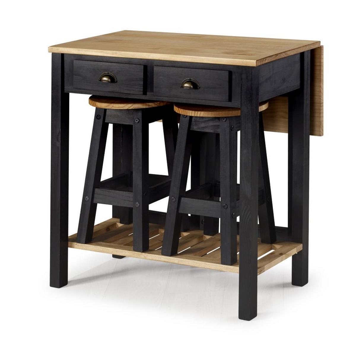 Barmöbel-set Sharona 3-tlg. Naturfarben/schwarz Echtholz - Schwarz/Naturfarben, Natur, Holz (80/30/84/51/72/30cm) - Livetastic