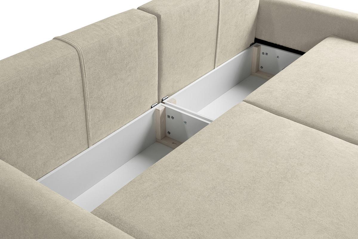 Schlafsofa Almi Boucle Beige, B: 260 Cm - Beige/Schwarz, Design, Textil (260/100/80cm) - Livetastic