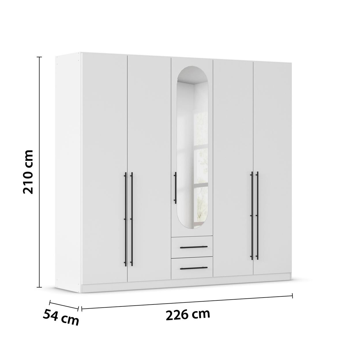 ŠATNÍ SKŘÍŇ S OTOČNÝMI DVEŘMI VELORA, šířka 226 cm - bílá/černá, Konvenční, kov/kompozitní dřevo (226/210/54cm) - Mömax